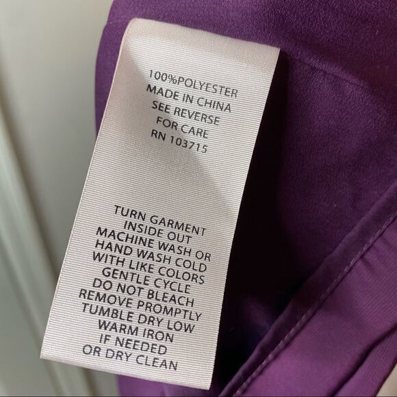 Nanette Lepore Womens Purple Mock Neck Blouse Size Medium V Neck Long Sleeve - Picture 6 of 8